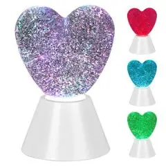 Hjerte glitterlampe 11x10x15 cm