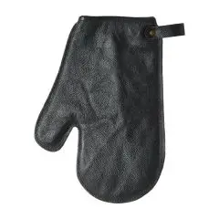 Grillhandske læder mat sort