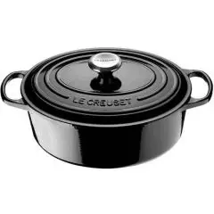 Le Creuset støbejernsgryde oval 27 cm Signature blank sort