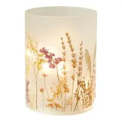 Da'core Cylinderglas med 10 LED tråd flora rosa/gul