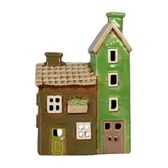 Det Gamle Apotek Keramikhus til fyrfadslys H15xW10,5xD7cm grøn