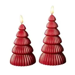 Da'core LED lys med 3D flamme juletræ rød 2-pak