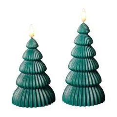 Da'core LED lys med 3D flamme juletræ grøn 2-pak