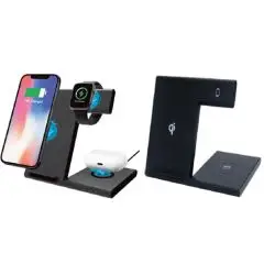 Condor Mobiloplader trådløs 3-i-1 med USB-C kabel