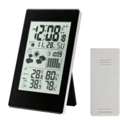 Conzept vejrstation med udendørs termometer, alarm, kalender