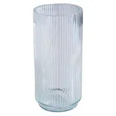 Flora vase rillet glas 12x25 cm klar