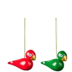 Kay Bojesen Julefugle H5 cm Rød/grøn 2-pak
