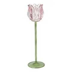 Da'core Fyrfadsstage Tulipan på stilk H27 cm rosa
