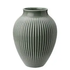 Knabstrup Vase med riller H27 cm mat grøn