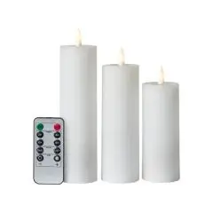 Da'core LED Bloklys med 3D flamme 3-pak hvid