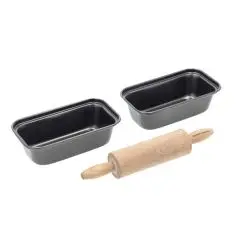 Blomsterbergs mini-brødformsæt m. kagerulle 3 dele