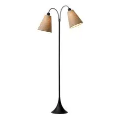 Fodgænger Gulvlampe sort m/lys nougat skærme