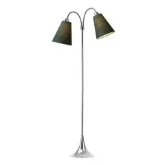 Fodgænger Gulvlampe krom m/skovgrønne skærme