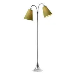 Fodgænger Gulvlampe krom m/lys armygrønne skærme