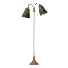 Fodgænger Gulvlampe trælook m/skovgrønne skærme