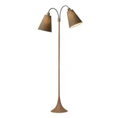 Fodgænger Gulvlampe trælook m/kakaobrune skærme