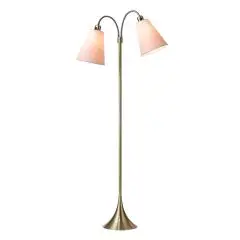 Fodgænger Gulvlampe antik messing m/støvet rosa skærme