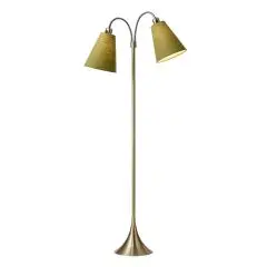 Fodgænger Gulvlampe antik messing m/lys armygrønne skærme