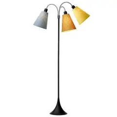 Trafik Gulvlampe sort &ndash; m/st&oslash;vet bl&aring;, karry og sennepsgul sk&aelig;rme
