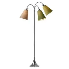 Trafik Gulvlampe krom &ndash; m/ananasgul, m&oslash;rk armygr&oslash;n og lys armygr&oslash;n sk&aelig;rme