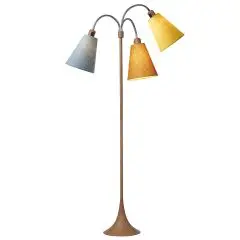 Trafik Gulvlampe tr&aelig;look &ndash; m/st&oslash;vet bl&aring;, karry og sennepsgul sk&aelig;rme