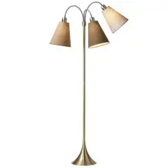 Trafik Gulvlampe antik messing – m/lys nougat, kakaobrun og sand skærme