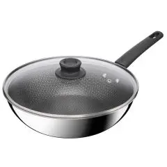 Tefal Wok Emotion Plus Power SS Tri-Ply mesh PFTE 28 cm