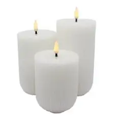 Nordic Glow LED Bloklys Riflede hvid 3-pak