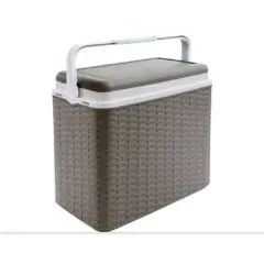 Køletaske 24L plast grå m. grønt låg