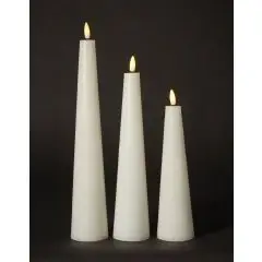 Conzept LED Keglelys i voks m. 3D flamme 3 stk