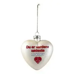 Glashjerte guld 8 cm Søde Ord Jul - du er verdens sødeste mormor