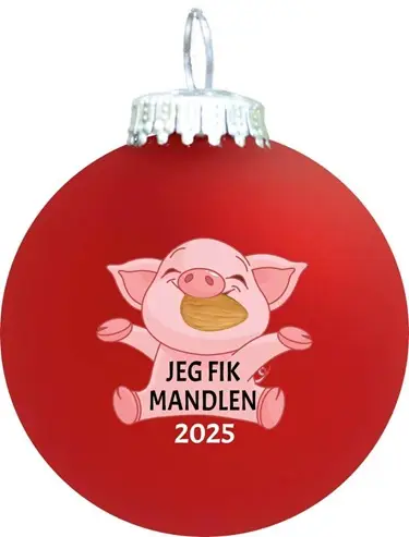 Mandelgave julekugle i r&oslash;d eller hvid